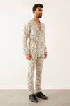 Buy_Son Of A Noble Snob_Ivory Linen Arfa Balance Print Blazer And Pant Set _Online_at_Aza_Fashions
