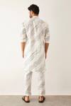 Shop_Son Of A Noble Snob_White Linen Waves Print Kurta And Trouser Set _at_Aza_Fashions