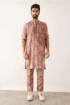 Buy_Son Of A Noble Snob_Purple Linen Embroidery Roan Catchfly Print Kurta And Pant Set_Online_at_Aza_Fashions