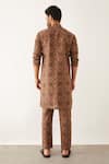 Shop_Son Of A Noble Snob_Brown Linen Halles Clover Print Kurta And Trouser Set _at_Aza_Fashions