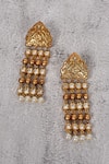 Shop_The Bling Girll_Gold Plated Pearl Danglers _at_Aza_Fashions