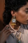Buy_Moirra_Blue Diamonds, Beads, Tassels Handcrafted Dangler Earrings _at_Aza_Fashions