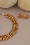 Shop_SMARS JEWELRY_Gold Plated Carved Necklace Set_at_Aza_Fashions