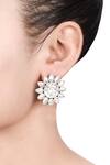 Buy_Sangeeta Boochra_Silver Plated Stones Floral Motif Stud Earrings _at_Aza_Fashions