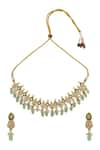 Shop_Nepra By Neha Goel_Gold Plated Kundan Floral Pattern Choker Necklace With Earrings _at_Aza_Fashions