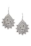 Shop_Sangeeta Boochra_Silver Plated Stones Teardrop Motif Drop Earrings _at_Aza_Fashions