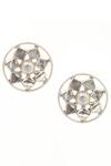 Shop_Sangeeta Boochra_Gold Plated Stones Floral Cut-out Stud Earrings _at_Aza_Fashions