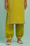 Shop_TIC_Green Cotton Slub Embroidered Gotapatti Gota Lace Embellished Kurta With Salwar _Online_at_Aza_Fashions