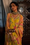 Paulmi and Harsh_Yellow Kurta And Dupatta  Mallie Chanderi Printed Floral & Pant Set  _Online_at_Aza_Fashions