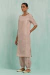 Buy_TIC_Pink Cotton Slub Embroidered Gotapatti Round Gota Lace Lined Kurta With Salwar _Online_at_Aza_Fashions