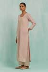 TIC_Pink Cotton Slub Embroidered Gotapatti V Gota Embellished Kurta With Palazzo _Online_at_Aza_Fashions