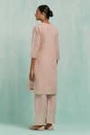 Shop_TIC_Pink Cotton Slub Embroidered Gotapatti V Neck Gota Embellished Kurta Palazzo Set _at_Aza_Fashions