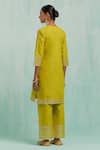 Shop_TIC_Green Cotton Slub Embroidered Straight Gota Embellished Kurta Palazzo Set _at_Aza_Fashions