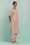 Shop_TIC_Pink Cotton Slub Embroidered Gotapatti Round Gota Lace Lined Kurta With Salwar 