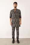 Buy_Son Of A Noble Snob_Black Linen Rukin Arches Print Shirt And Trouser Set _at_Aza_Fashions
