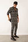 Shop_Son Of A Noble Snob_Black Linen Rukin Arches Print Shirt And Trouser Set _Online_at_Aza_Fashions