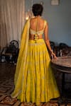 Shop_Paulmi and Harsh_Yellow Lehenga  Russian Jacquard Woven Floral Self Bridal Set  _at_Aza_Fashions