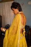 Buy_Paulmi and Harsh_Yellow Lehenga  Russian Jacquard Woven Floral Self Bridal Set  _Online_at_Aza_Fashions