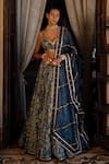 Buy_Paulmi and Harsh_Blue Blouse And Lehenga  Organza Printed Floral Tropical Multi Bridal Set _at_Aza_Fashions