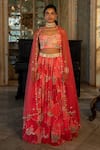 Buy_Paulmi and Harsh_Red Lehenga  Georgette Printed Naksha Sweetheart Neck Set  _at_Aza_Fashions