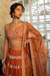 Paulmi and Harsh_Orange Blouse And Lehenga  Chiniya Silk Hand Embroidered Floral Set  _Online_at_Aza_Fashions