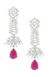 Shop_Nepra By Neha Goel_White Zari Leaf Pattern Dangler Earrings_at_Aza_Fashions