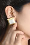 Buy_Noor_Silver Plated Embellished Dual Tone Stud Earrings _at_Aza_Fashions