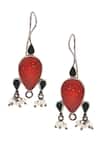 Shop_Sangeeta Boochra_Silver Plated Beads, Stones Embellished Earrings _at_Aza_Fashions