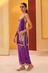 Priyanka Singh_Purple Silk Organza Embroidered Short Straight Kurta Salwar Set _Online_at_Aza_Fashions