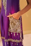 Buy_Priyanka Singh_Purple Silk Organza Embroidered Short Straight Kurta Salwar Set _Online_at_Aza_Fashions