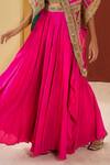 Priyanka Singh_Fuchsia Dupion Silk Embroidered Gota Square Neck Cape Sharara Set _Online_at_Aza_Fashions