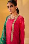 Priyanka Singh_Magenta Silk Embroidered Zardosi Round Kurta Pant Set  _Online_at_Aza_Fashions