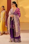 Priyanka Singh_Purple Silk Organza Embroidered Zardosi V A-line Short Kurta Pant Set  _Online_at_Aza_Fashions