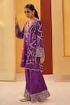 Priyanka Singh_Purple Silk Organza Embroidered Zardosi V A-line Short Kurta Pant Set  _at_Aza_Fashions