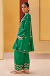 Priyanka Singh_Green Silk Organza Embroidered Zardosi Phiran Kurta Curve Pant Set  _Online_at_Aza_Fashions