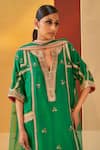 Buy_Priyanka Singh_Green Silk Organza Embroidered Zardosi Phiran Kurta Curve Pant Set  _Online_at_Aza_Fashions