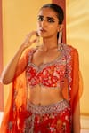 Shop_Priyanka Singh_Orange Silk Organza Printed Floral Embroidered Cape Sharara Set  _Online_at_Aza_Fashions