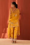 Shop_Priyanka Singh_Yellow Silk Organza Printed Floral Mughal Embroidered Kurta Set  _at_Aza_Fashions