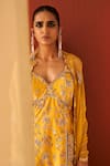 Buy_Priyanka Singh_Yellow Silk Organza Printed Zardozi Embroidered Kurta Gharara Set _Online_at_Aza_Fashions