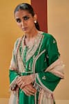 Shop_Priyanka Singh_Green Silk Organza Embroidery Zardozi Round A-line Kurta Set  _at_Aza_Fashions