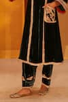 Priyanka Singh_Green Velvet Embroidery Zardozi Plunge V Neckline Kurta And Salwar Set _Online_at_Aza_Fashions