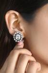 Buy_Noor_Silver Plated Crystals Zircon Stone Embellished Stud Earrings_at_Aza_Fashions