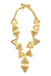 Shop_ITRANA_Gold Plated Bead Geometric Carved Necklace _at_Aza_Fashions