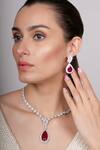 Buy_Ekathva Jaipur_Pink Ruby Faux Diamonds And Stone Embellished Azize Vintage Cut Work Necklace Set_at_Aza_Fashions
