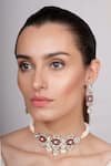 Buy_Ekathva Jaipur_White Stones, Pearls Irmak Mughal Pattern Choker Necklace Set_at_Aza_Fashions
