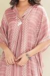 Buy_Basanti Kapde aur Koffee_Pink Cotton Silk Print Aztec Lapel Collar Tunic With Trouser _Online_at_Aza_Fashions
