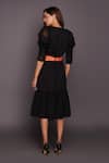 Shop_Deepika Arora_Black Pashmina V-neck Cowl Sleeve Dress With Belt_at_Aza_Fashions