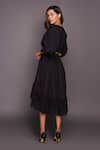 Shop_Deepika Arora_Black 100% Cotton Plain V Neck Puff Sleeve Top And Skirt Set _at_Aza_Fashions