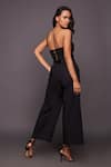 Shop_Deepika Arora_Black Ponte Roma Embroidered Sequins Solid Corset Top And Pant Set _at_Aza_Fashions