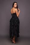 Shop_Deepika Arora_Black Ponte Roma Embroidered Sequins Sweetheart Corset Top And Ruffle Skirt Set _at_Aza_Fashions